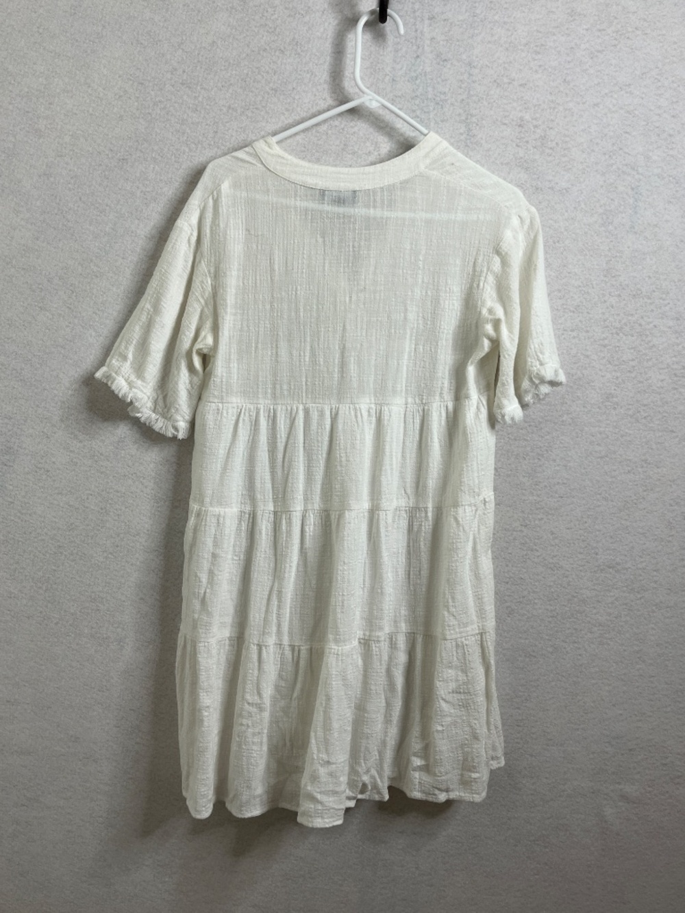 MSK White Gauze Tiered Babydoll Dress Boho Cottagecore Small - Picture 2 of 5